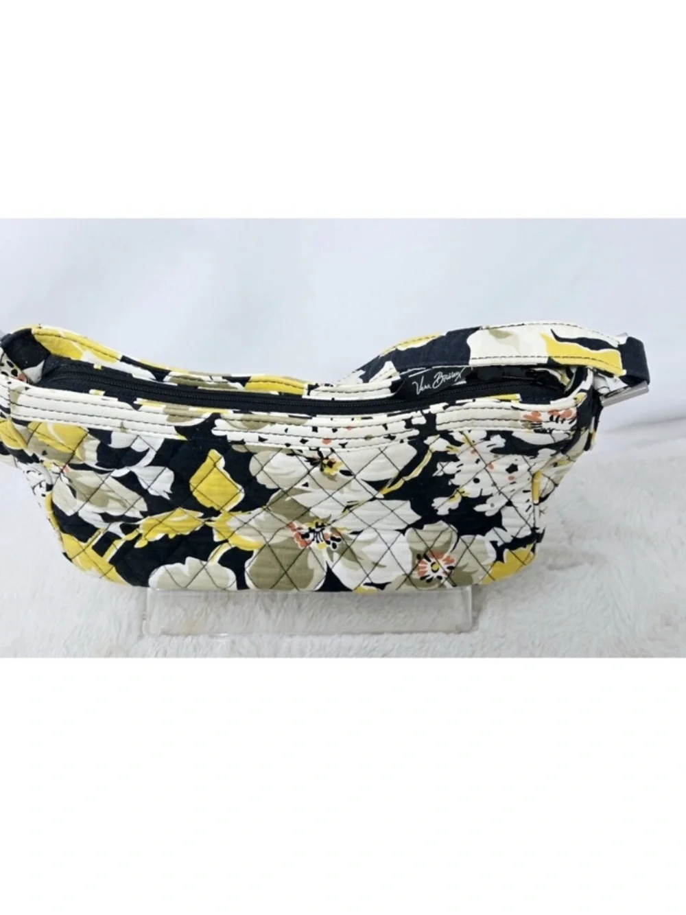 Vera Bradley Quilted Shoulder Bag in Black, Yellow & Cream Floral